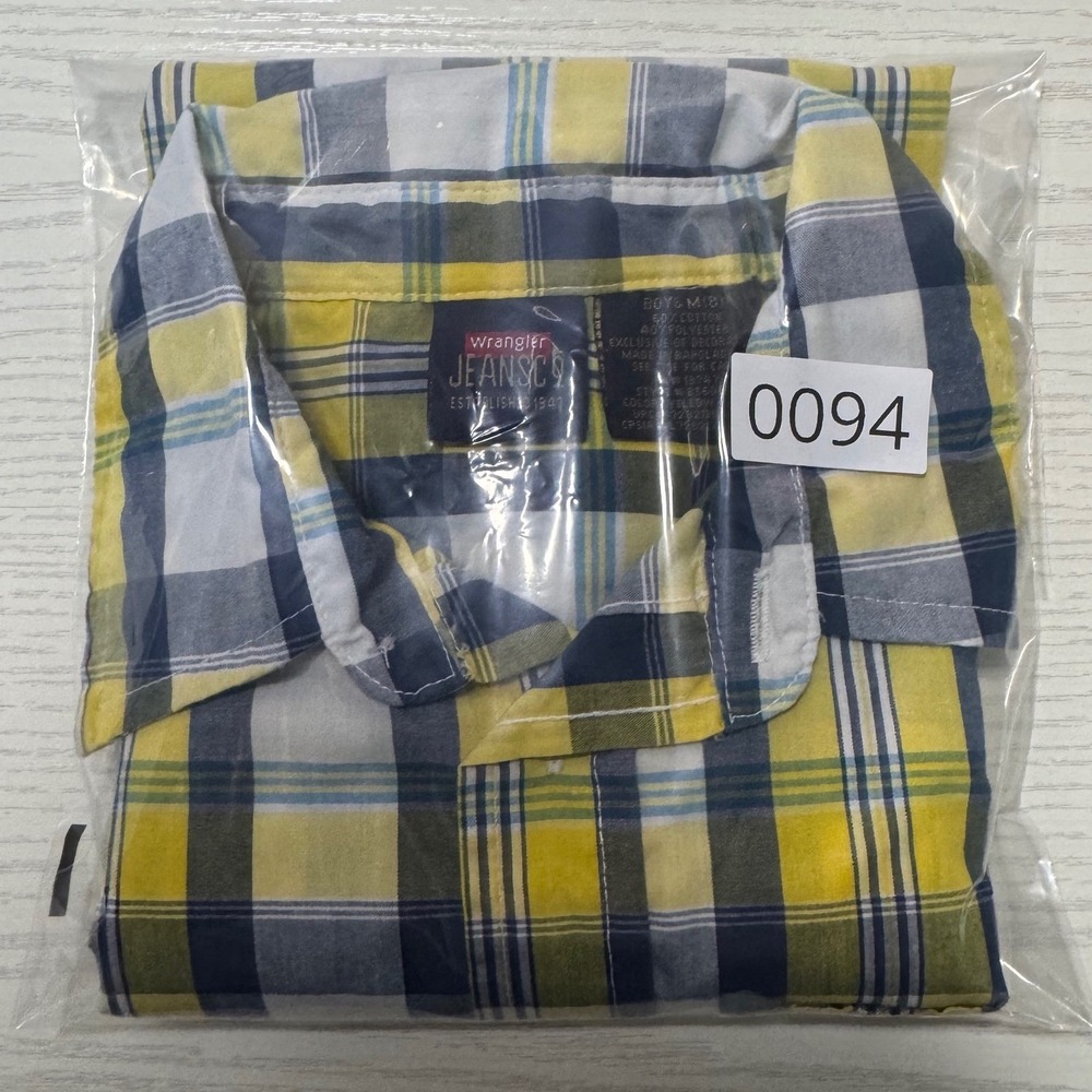 Wrangler Boys Yellow Plaid Short Sleeve Shirt / Size M (8) / Sku0094 - Picture 10 of 10